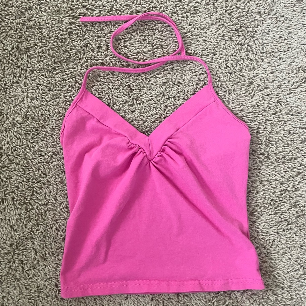 Y2K Pink Cropped Halter Top